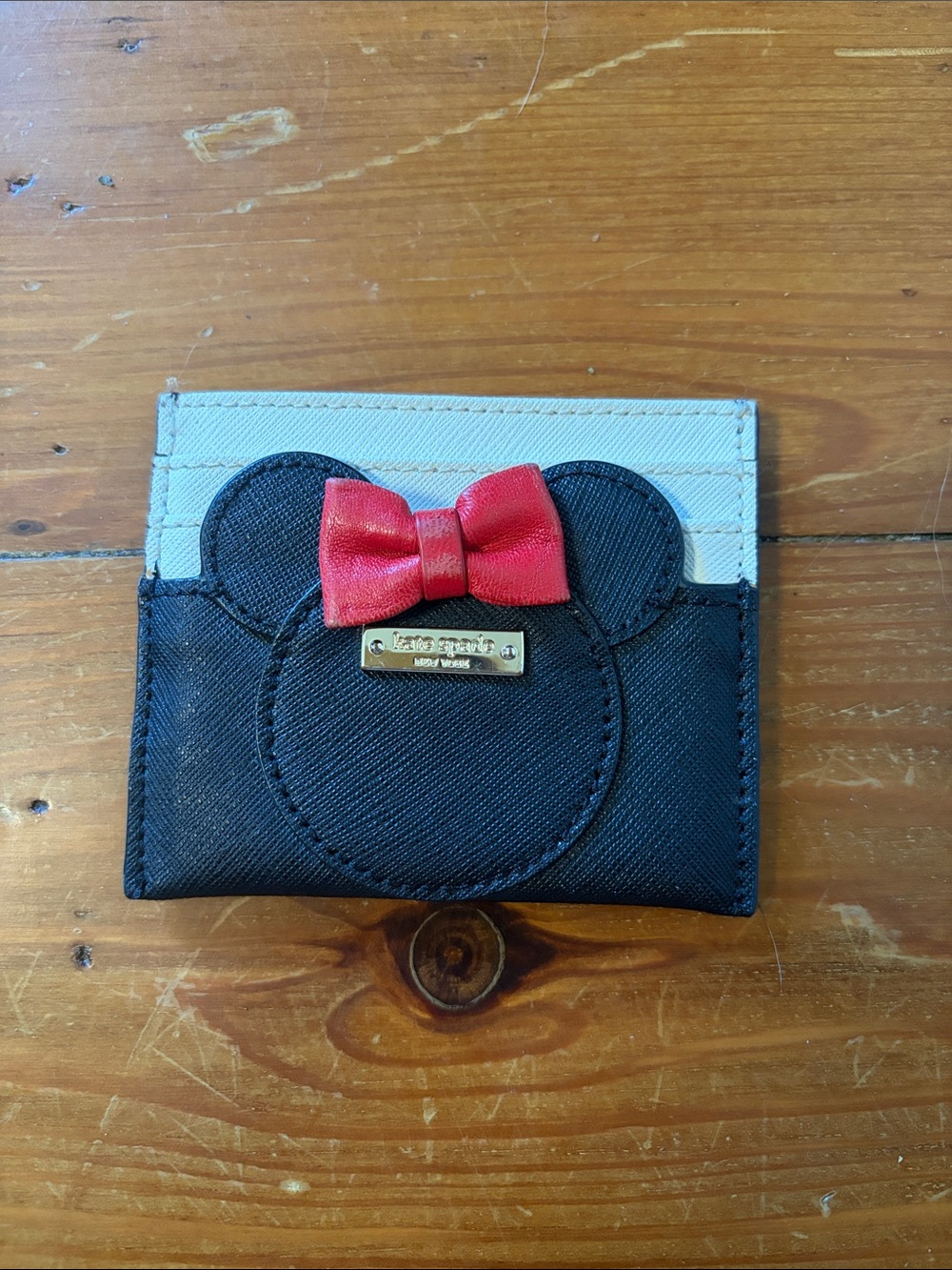 Kate Spade Minnie Mouse Card Holder - Black, Cream & Red Bow